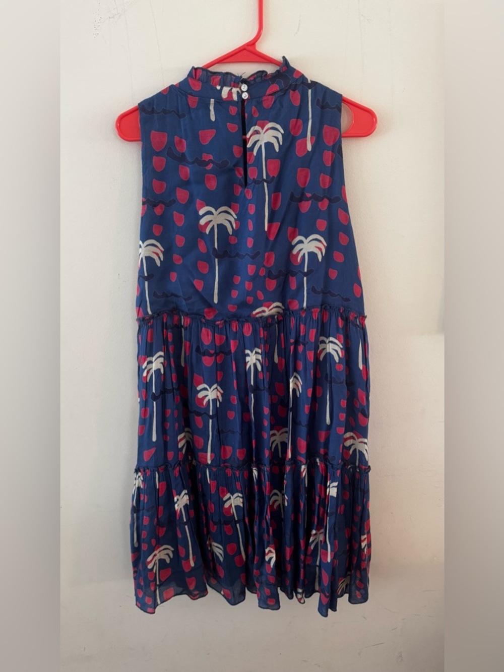 Oliphant Pink Blue White Tropical Print Sleeveless Midi Dress, Size Large - Picture 2 of 12